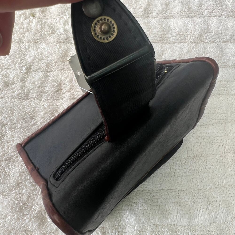 RGA Vintage Black Brown Croc Trim Trifold Wallet R5064 Brass Snap - Picture 5 of 10
